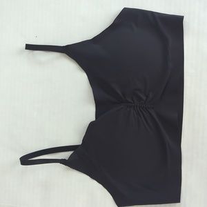 Sophia Ruched Padded Wireless Bra LARGE Black Pullover